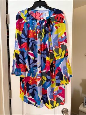 Anne Cole Multicolor Floral Swim Coverup in Navy, Yellow, Red, Pink, Blue, Green